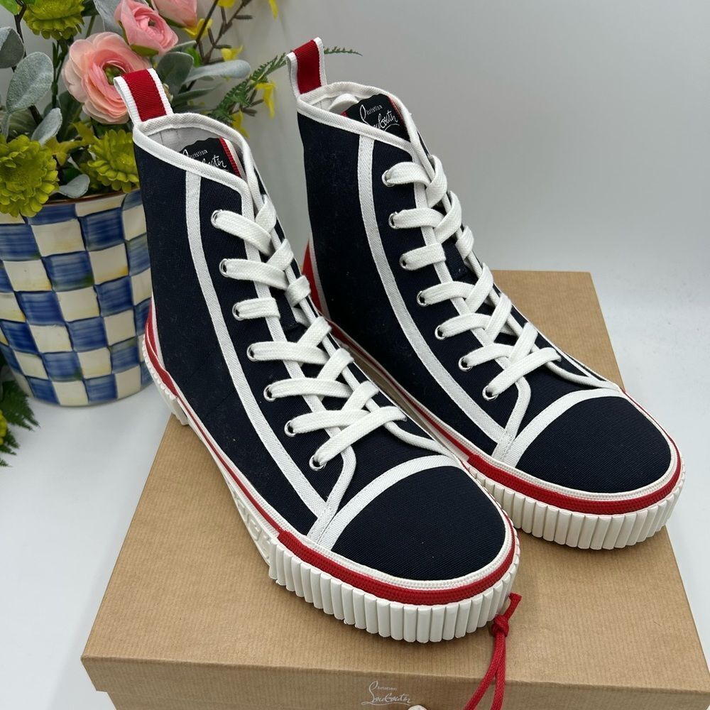 Men's Christian Louboutin, Pedro flat high top sneakers size 44